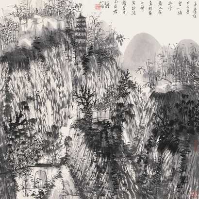 何加林 幽居图 镜心
